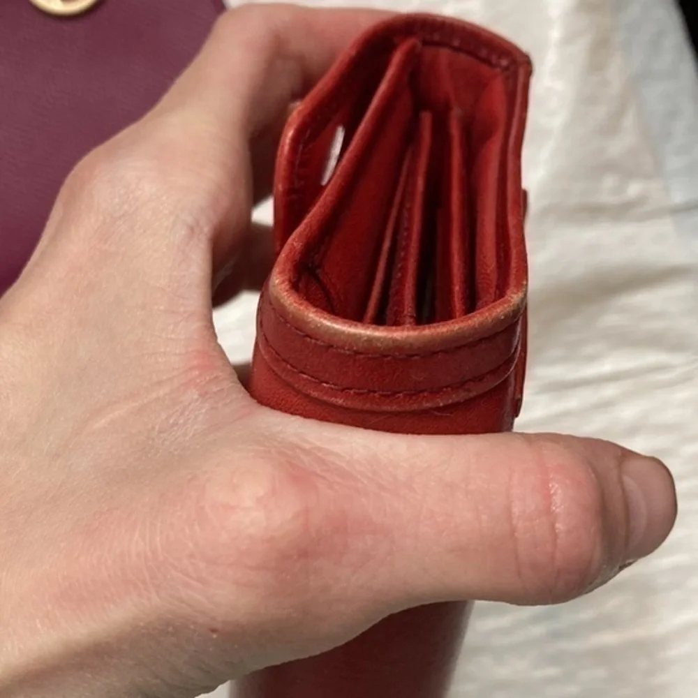 Bosca red leather checkbook wallet